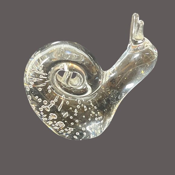 Garden Snail Escargot Paperweight Handmade Clear Art Glass Décor figurine VTG - Picture 4 of 9